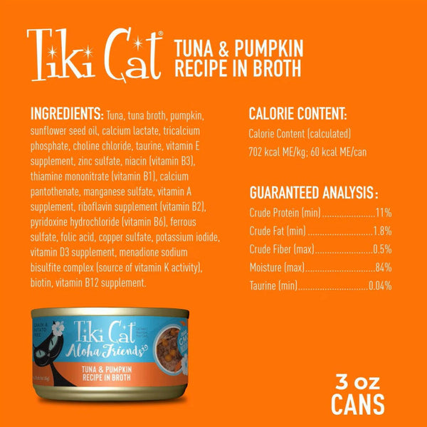 Tiki Cat Aloha Friends Tuna Pumpkin Grain-Free Wet Food For Cats (3 oz x 12 cans)