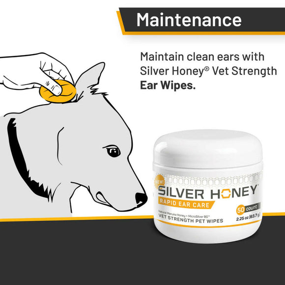 Absorbine Silver Honey Rapid Ear Care Vet Strength Pet Wipes (50 ct)