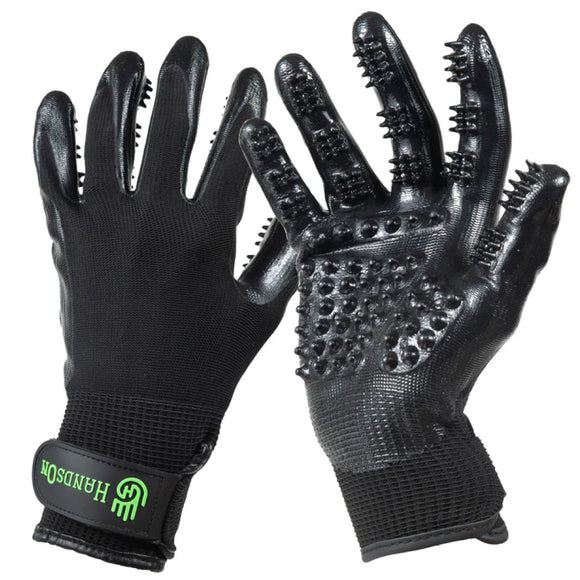 HandsOn Bathing & Grooming Gloves - Black (Small)