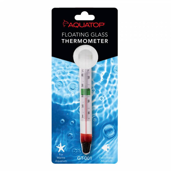 Aquatop Floating Glass Aquarium Thermometer with Suction Cup Mount
