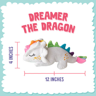 Snugarooz Dreamer the Dragon Crinkle & Squeak Plush Dog Toy -White (14")