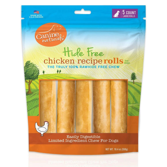 Canine Naturals Raw-Hide Free Chicken Recipe Rolls Dog Treats