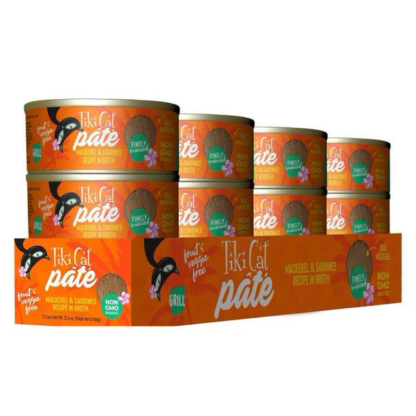 Tiki Cat Mackerel & Sardine Pate Grain-Free Food For Cats (2.8 oz x 12 cans)