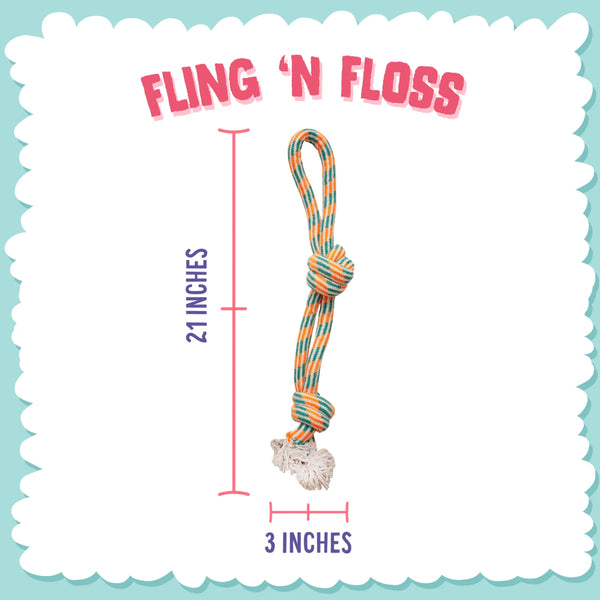 Snugarooz Fling N Floss Tug & Fetch Rope Dog Toy -Assorted (22")