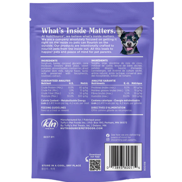 NutriSource Nutty Butter Bites with Almond Butter & Cranberry Soft & Chewy Dogs Treats (6 oz)