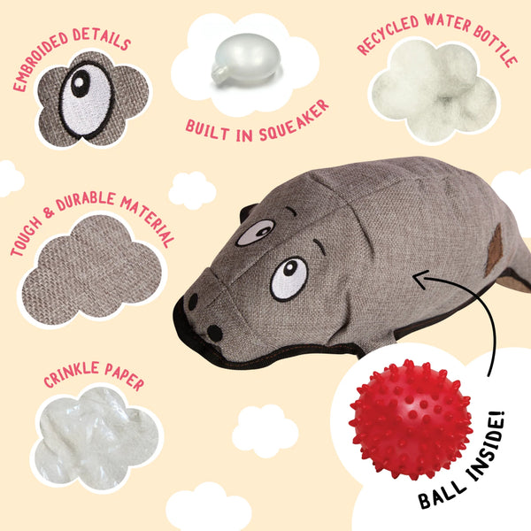 Snugarooz Murray the Manatee Stuffed Squeaky Grey Dog Toy (21")