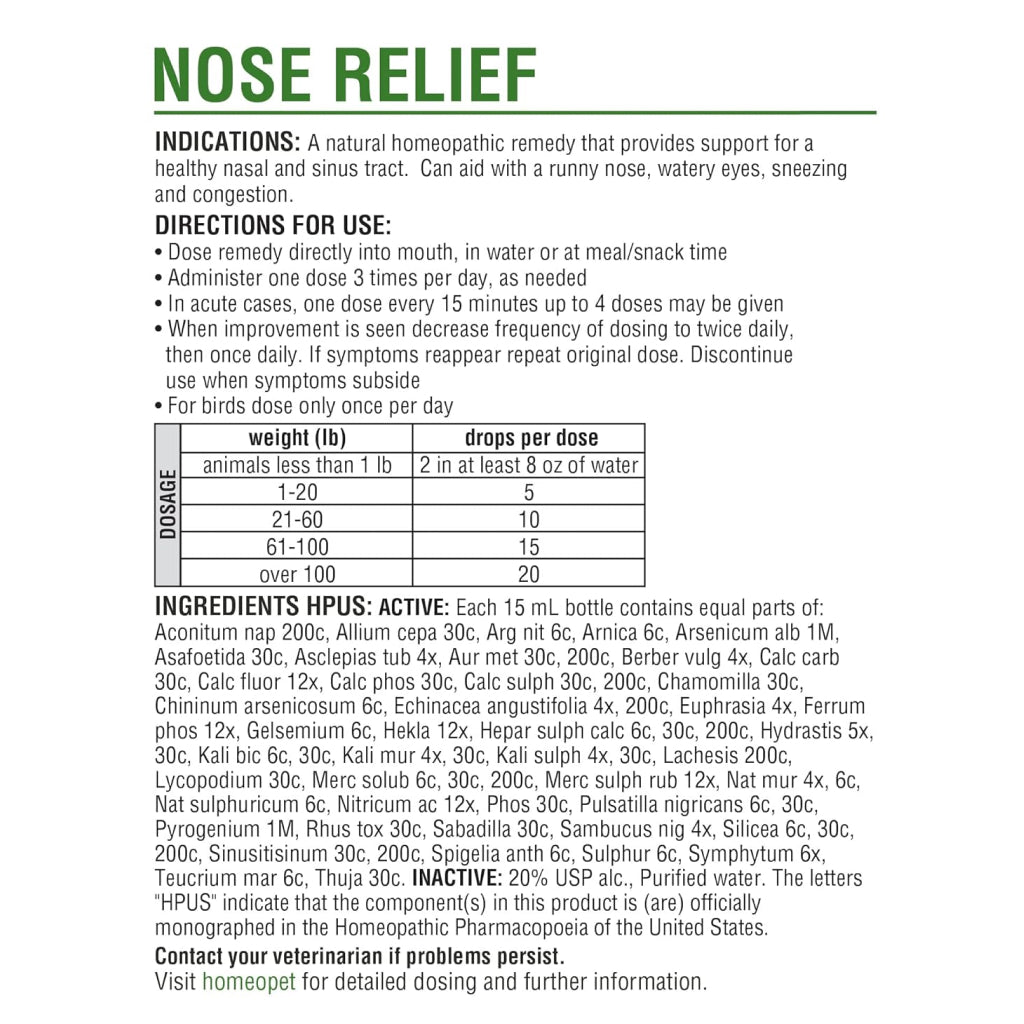 HomeoPet Nose Relief For Cats (15 ml)