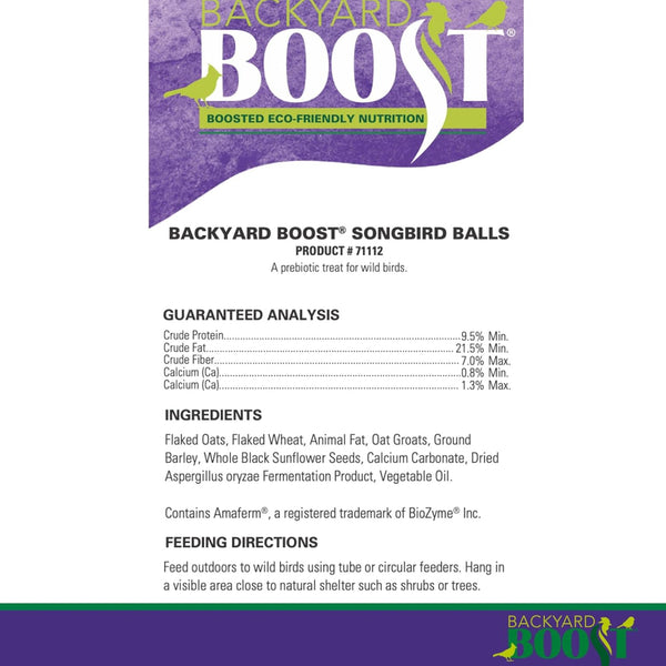 Backyard Boost Songbird Balls Enhanced Prebiotic Bird Treats (6 balls)