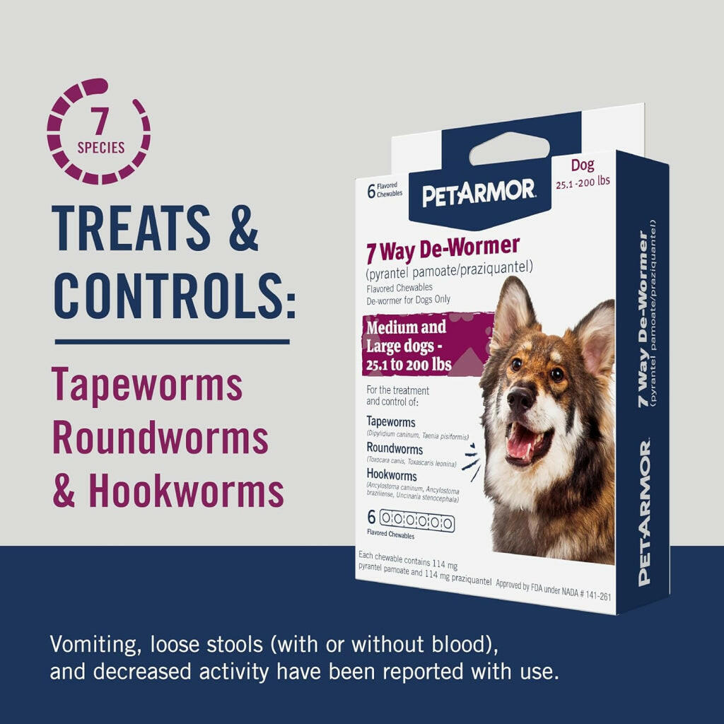 PetArmor 7 Way De-Wormer Medium & Large Dog  6 Count