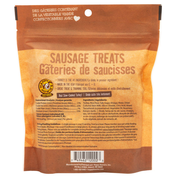 Happy Howies 4-inch Turkey Sausage Bakers Treats For Dogs -Dozen (13 Count)