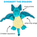 BARK Dingbert the Dragon Squeaky Plush Dog Toy
