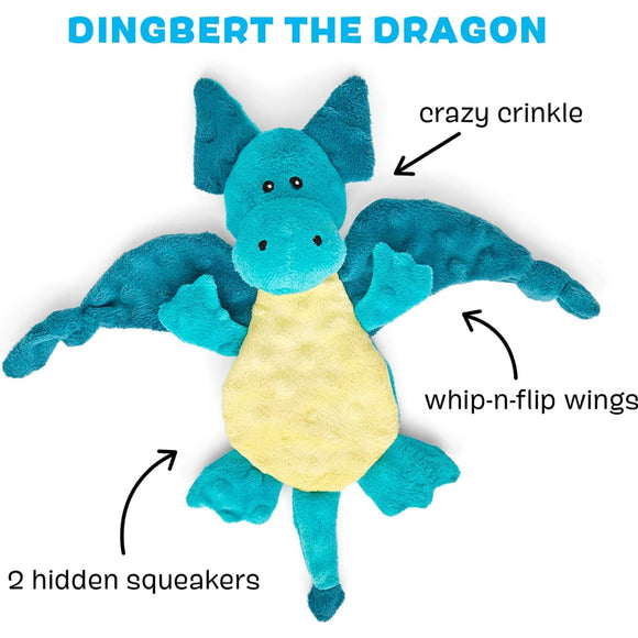 BARK Dingbert the Dragon Squeaky Plush Dog Toy