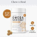 Chew + Heal Omega Skin + Coat Supplement for Dogs (180 soft chews)