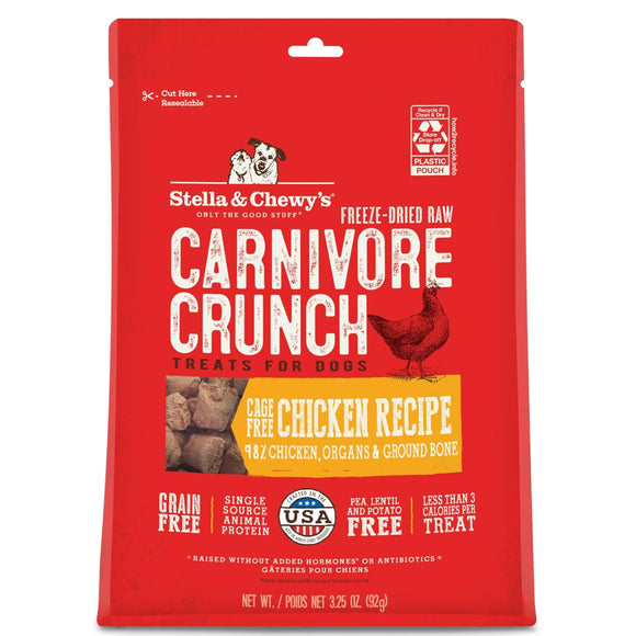 Stella & Chewy's Carnivore Crunch Cage-Free Chicken Recipe Freeze-Dried Raw Dog Treats (3.25 oz)