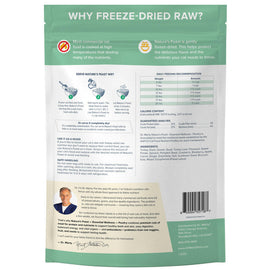 Back label of Dr. Marty Nature's Feast Essential Wellness Poultry Freeze Dried Raw Cat Food