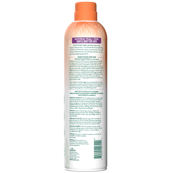 TropiClean Natural Flea & Tick Gentle Mist Spray for Cats (14 oz)