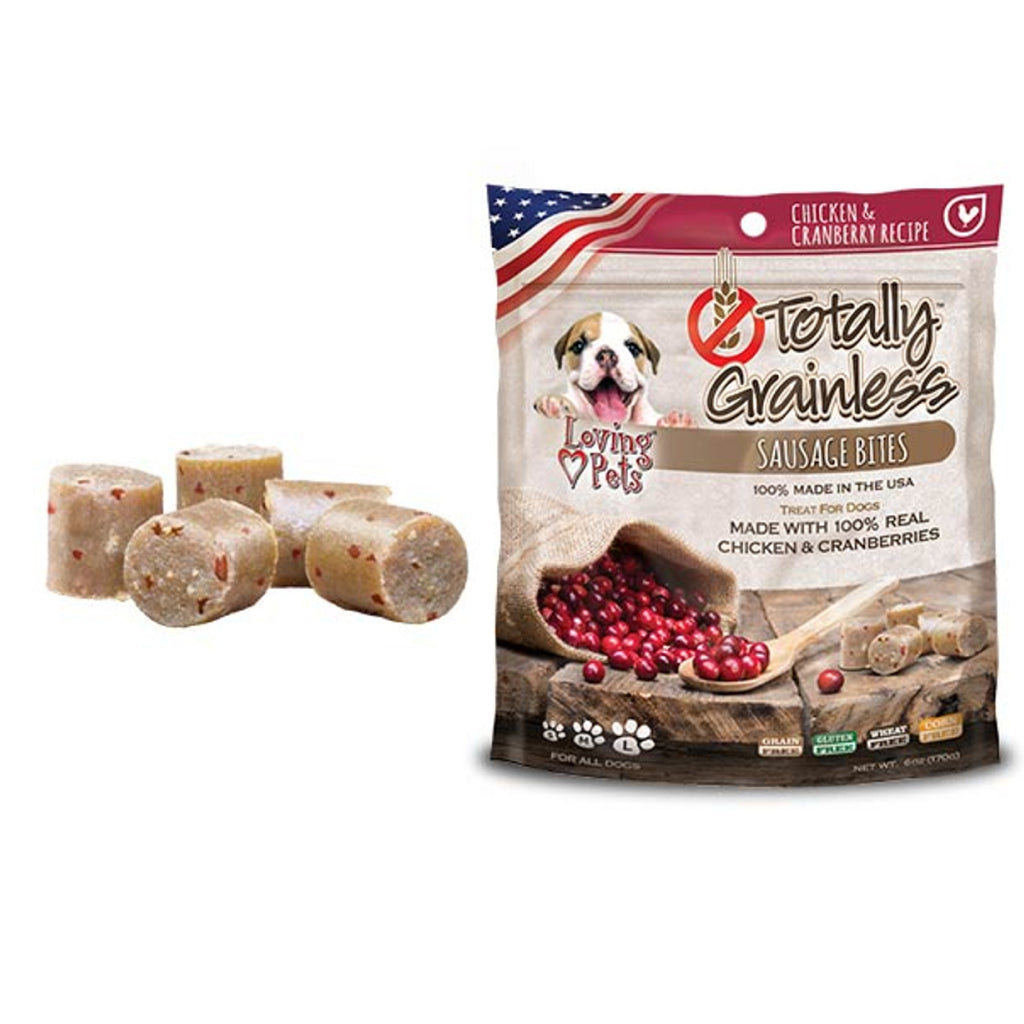 Loving Pets Totally Grainless Real Chicken & Cranberries Recipe Sausage Bites For Dogs -6oz