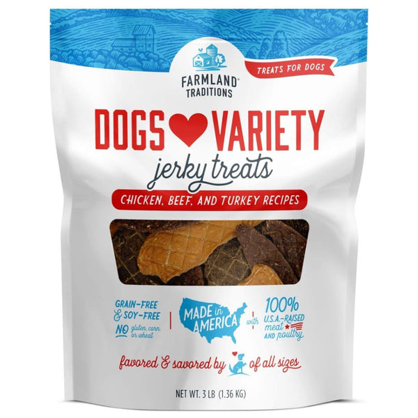 Farmland Traditions Dogs Love Variety Grain-Free Jerky Dog Treats (48 oz)