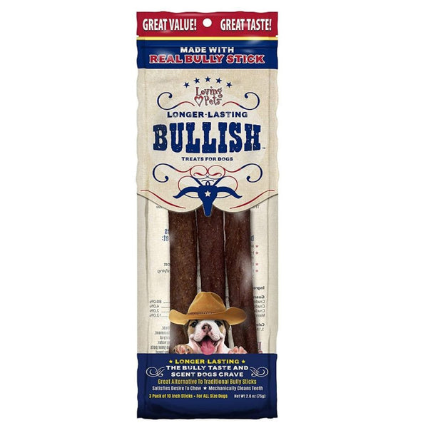 Loving Pets Bullish Sticks Treats for Dogs -10" (3pk)