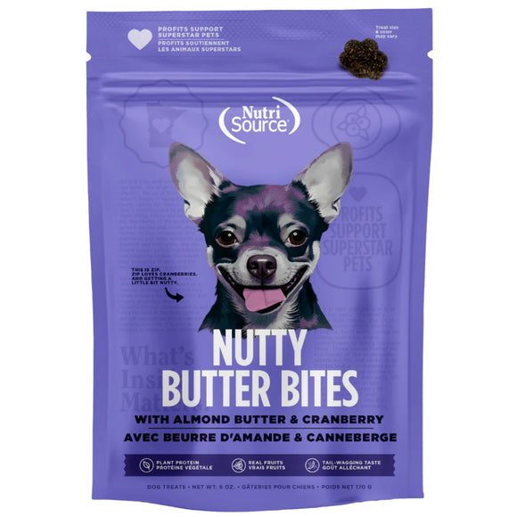 NutriSource Nutty Butter Bites with Almond Butter & Cranberry Soft & Chewy Dogs Treats (6 oz)