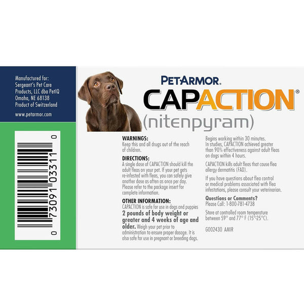 PetArmor CapAction Oral Flea Treatment Tabs For Dogs >25LB (6 Count)