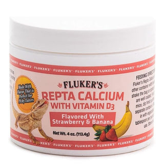 Fluker's Repta Strawberry-Banana Flavored Calcium with Vitamin D3 For Reptiles