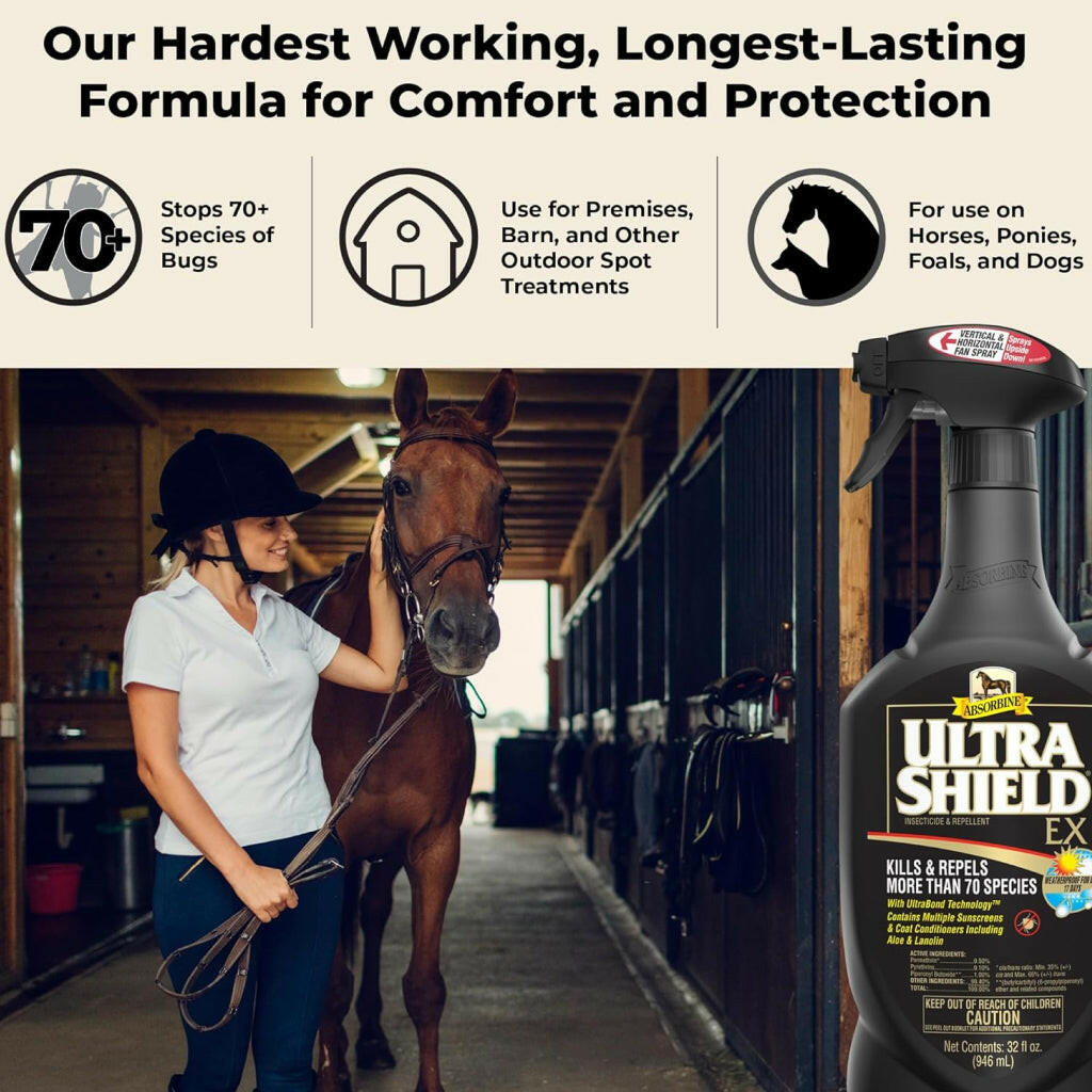 Absorbine Ultrashield EX Insecticide & Repellent Spray For Horses & Dogs (32 oz)