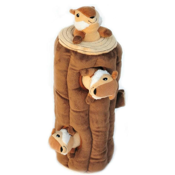 Zippy Paws Burrow Chipmunks 'n Log - Interactive Log Toy For Dog