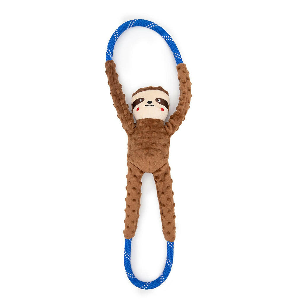 Zippy Paws RopeTugz Sloth Squeaky Plush Toy For Dog (Large)