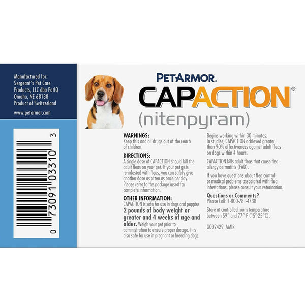 PetArmor CapAction Oral Flea Treatment Tabs For Dogs 2-25 LB (6 Count)