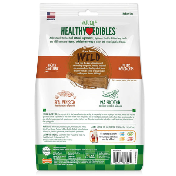 Nylabone Healthy Edibles WILD Natural Long Lasting Venison Antler Dog Chew Treats- Medium/Wolf (10 ct)
