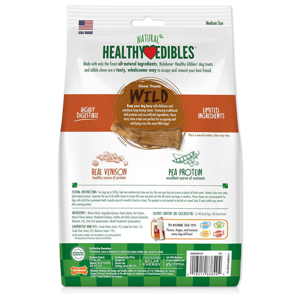 Nylabone Healthy Edibles WILD Natural Long Lasting Venison Antler Dog Chew Treats- Medium/Wolf (10 ct)