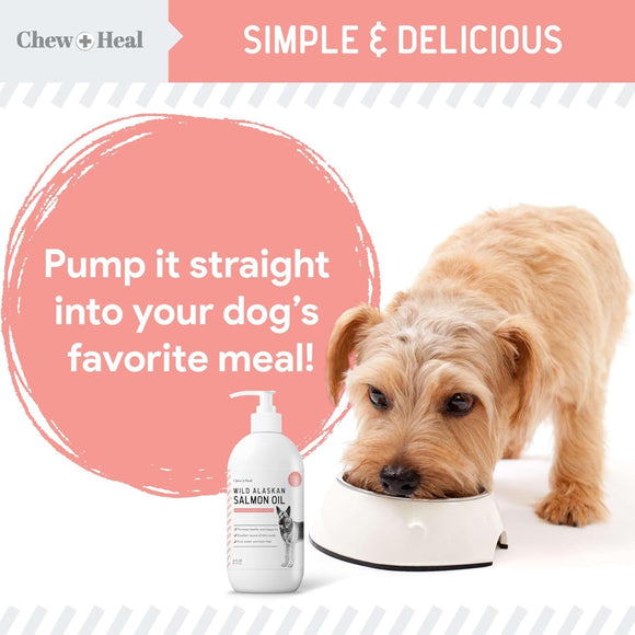 Chew + Heal Wild Alaskan Salmon Oil Formula for Healthy Skin and Coat For Dogs