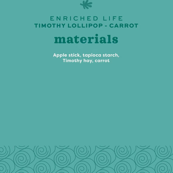 Oxbow Enriched Life Timothy Hay Carrot Lollipop Treat For Small Animals