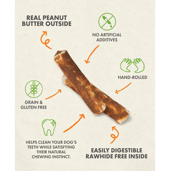 Canine Naturals Hide Free Peanut Butter Flavor Rolls Dog Treats (2 Medium Rolls)