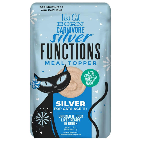 Tiki Can Born Carnivore Function Silver Meal Topper Food For Cats (1.5 x 12 pouches)