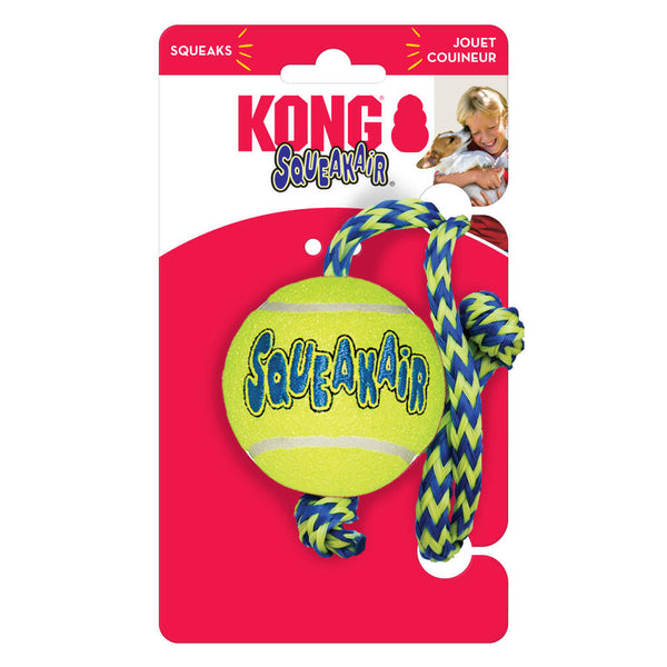 Kong Squeakair Ball with Rope Toy For Dogs (Medium)