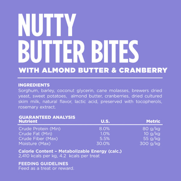NutriSource Nutty Butter Bites with Almond Butter & Cranberry Soft & Chewy Dogs Treats (6 oz)
