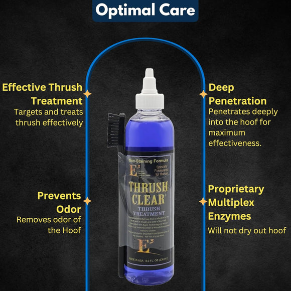 E3 Thrush Clear Treatment with Brush for Horses (8 oz)