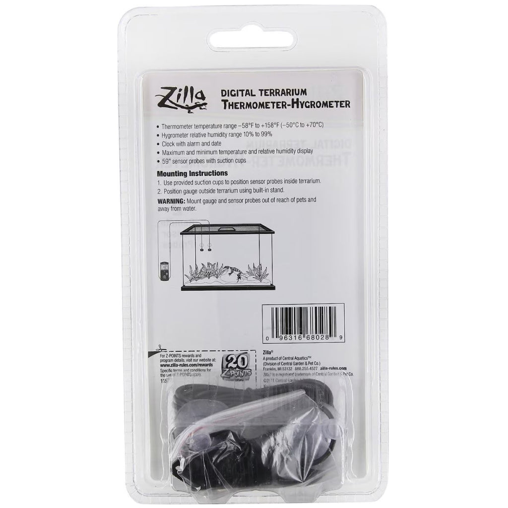 Zilla Terrarium Thermometer-Hygrometer for Reptile Terrariums