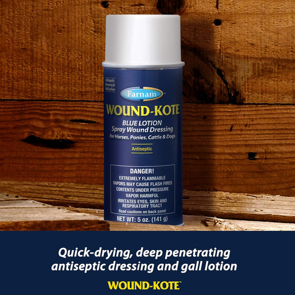 Farnam Wound Kote Blue Lotion Spray Wound Dressing For Horses & Dogs (5 oz)