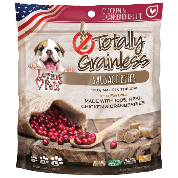 Loving Pets Totally Grainless Real Chicken & Cranberries Recipe Sausage Bites For Dogs -6oz