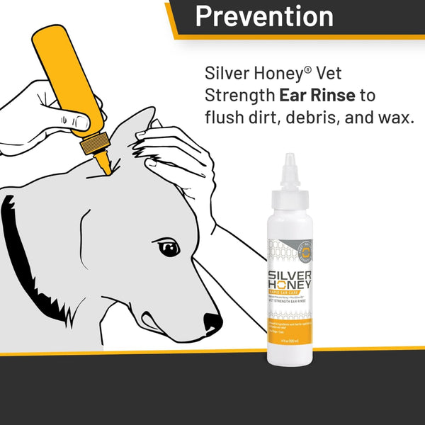 Vet strength ear rinse available at hardypaw. Silver Honey Ear Rinse flushes dirt, debris and wax out of your pet's ears