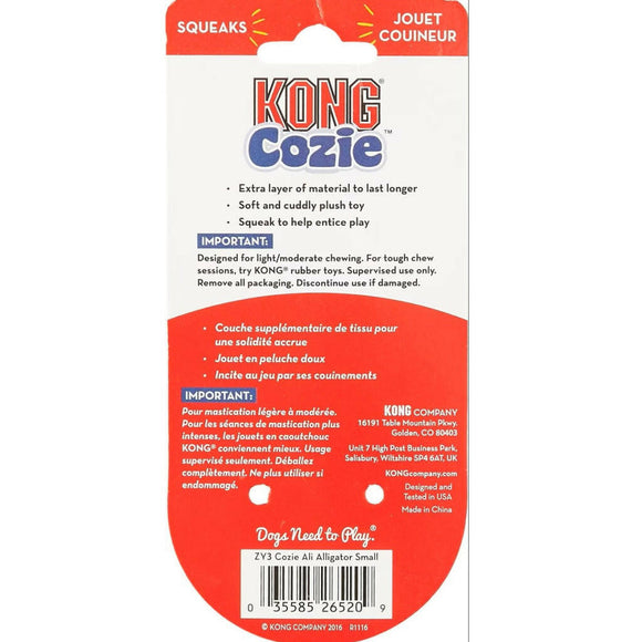 Kong Cozie Ali Alligator Squeaky Plush Toy For Dogs (Small Size)