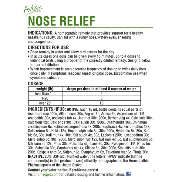 HomeoPet Avian Nose Relief For Poulty & Birds (15 ml)