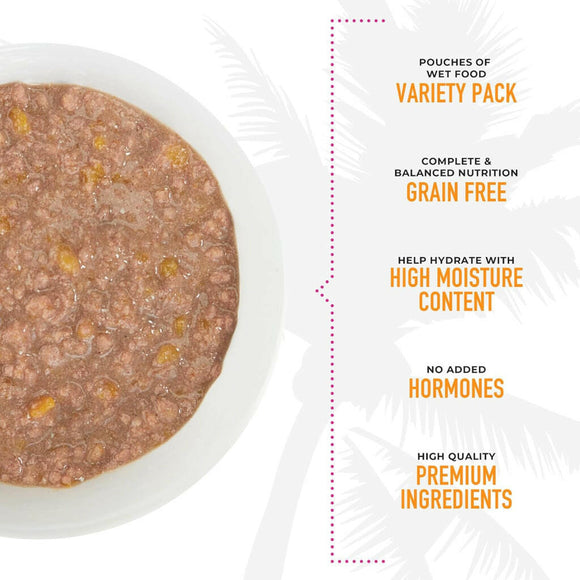 Tiki Cat Velvet Mousse Tuna & Mackerel Grain Free Food For Cats (2.8 oz x 12 pouches)