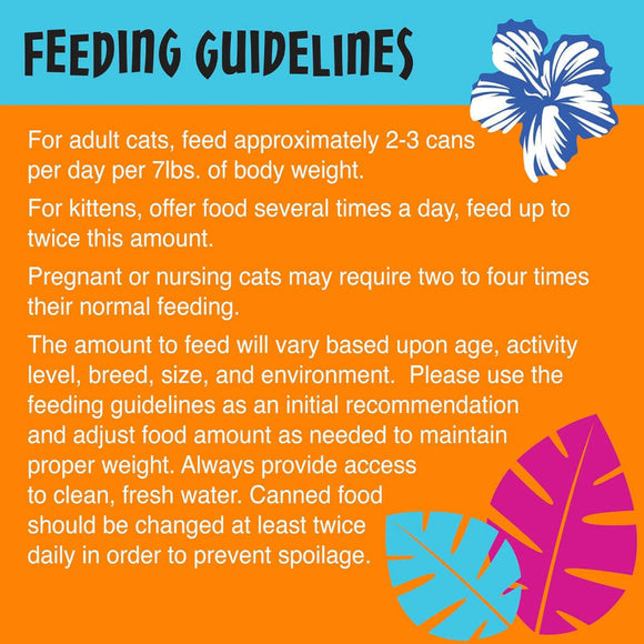 Feeding guidelines for tiki cat ahi tuna with prawns