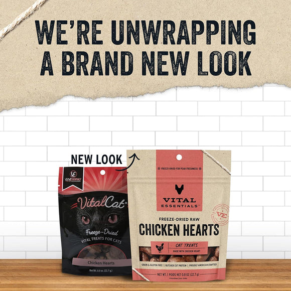 Vital Essentials Freeze-Dried Raw Chicken Hearts Treats For Cats (0.8 oz)