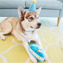 Zippy Paws Birthday Cake Plush Squeaky Toy For Dog (Blue)