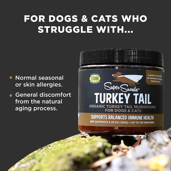 Super Snouts Turkey Tail Mushroom Organic Immune Health Supplement for Dogs & Cats